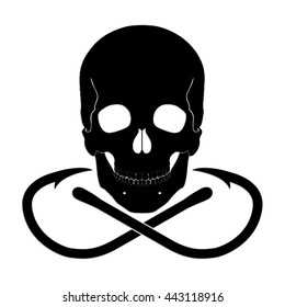 skull crossed hooks / vector illustration