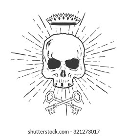 Skull with Crossed Keys and Crown