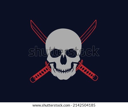 Skull with Crossed Knife Logo Design Template. Symbol of Special Forces Vector Illustration.