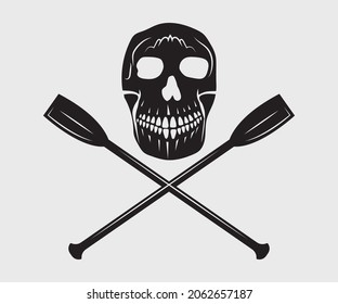 Skull with crossed paddles Printable Vector Illustration.	