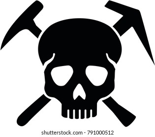 Skull with crossed roofing tools