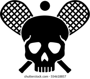Skull with crossed squash rackets