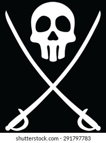 Skull and crossed swords, background, vector, isolated, silhouette