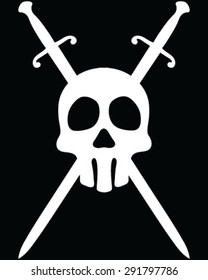 Skull and crossed swords, background, vector, isolated, silhouette