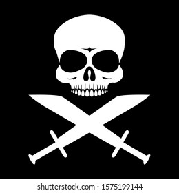 Skull and crossed swords, poisonous / danger / pirate symbol. Vector illustration. EPS 10.