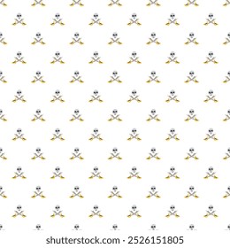 Skull and crossed swords Seamless Pattern. Cartoon Pirate elements and objects. background. Vector illustration.