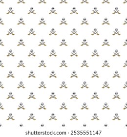 Skull and crossed swords Seamless Pattern. Cartoon Pirate elements and objects. background. Vector illustration.