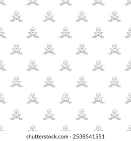 Cráneo y espadas cruzadas. Elementos y objetos piratas de dibujos animados. fondo. Ilustración vectorial.