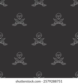Skull and crossed swords Seamless Pattern. Cartoon Pirate elements and objects. background. Vector illustration.