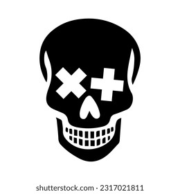 Calavera con cruces en lugar de ojos