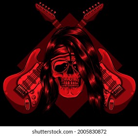 skull with crossing guitars vector illustration design