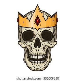 Skull in a crown. Cartoon skull