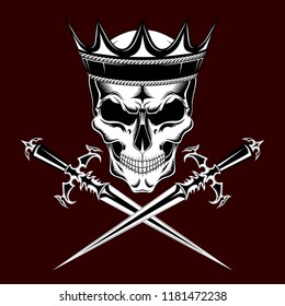 Skull in the crown with daggers.