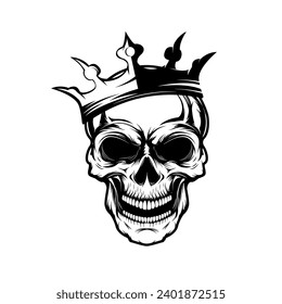 Skull with crown. Design element for emblem, badge, sign, t-shirt print. 