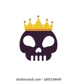 skull with crown fairytale character vector illustration design