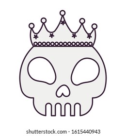 skull with crown fairytale character vector illustration design