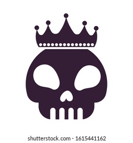 skull with crown fairytale character vector illustration design