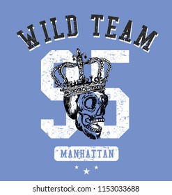 Skull with crown graphic design vector art