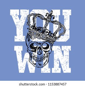 skull with crown graphic design vector art