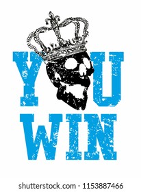 skull with crown graphic design vector art