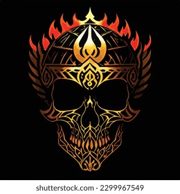 skull with crown graphic vintage art design illustration