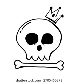  skull and crown hand draw