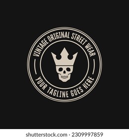 Skull with crown logo design concept illustration idea