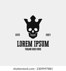 Skull with crown logo design concept illustration idea