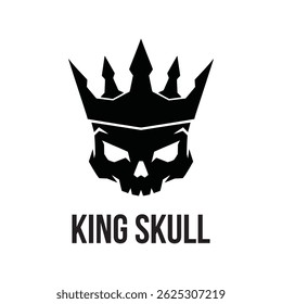 Skull with crown logo design concept. Vintage king skull sign illustration, vector.