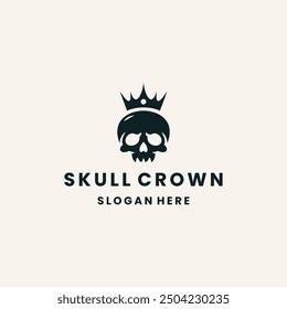 Skull crown logo design template vector illustration On White background