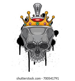 Skull With Crown On Graffiti Background