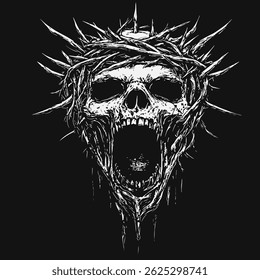 skull with crown screaming in pain