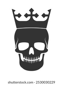 Skull with crown silhouette. Vector illustration image.