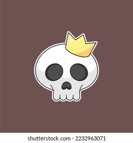 Skull with crown simple isolated vector design