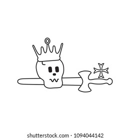 Skull, crown, sword, cross. Design element for postcard, banner or print. 