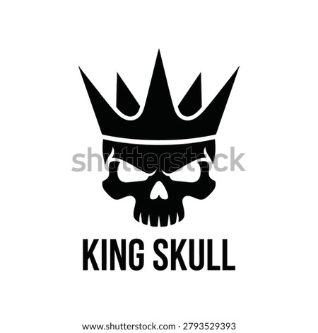 Skull with crown and text King Skull royalty death