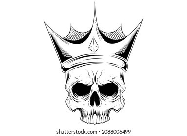 Skull and crown vector illustration 