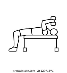 skull crushers arm fitness exercise line icon vector. skull crushers arm fitness exercise sign. isolated contour symbol black illustration
