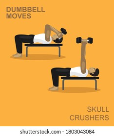 Skull Crushers Dumbbell Moves Manga Gym Set Illustration