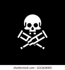 Skull with crutches vector illustration. Jolly roger pirate vector flag.