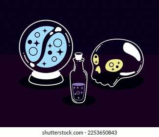 skull and crystal ball esoteric style