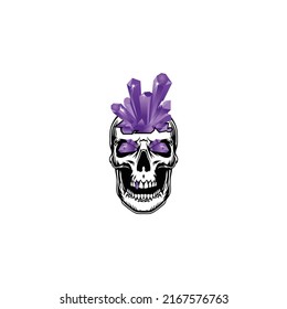 skull and crystal logo creative design vector