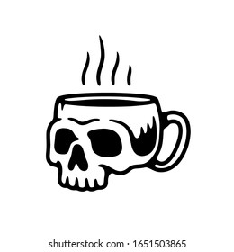 SKULL CUP LOGO BLACK WHITE BACKGROUND