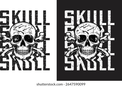 Skull custom vintage typography t-shirt design
