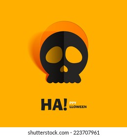 Skull cut out of paper. Vector illustration for Halloween. 