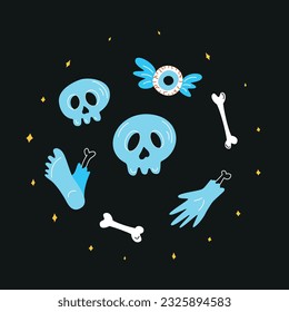 skull, cute skull, doodle skull, halloween skull 