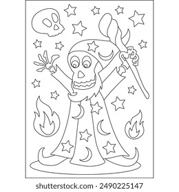 skull cute monster coloring book page for kids or grown adults coloring book mindful relaxation activity