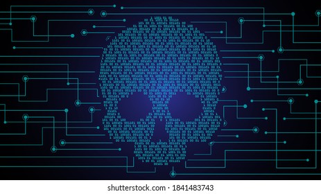 skull cyber circuit future technology concept background