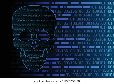 skull cyber circuit future technology concept background