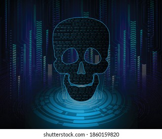skull cyber circuit future technology concept background